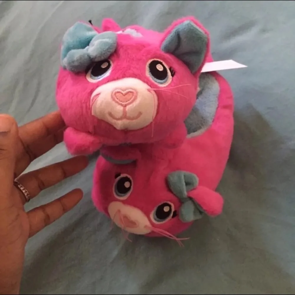 NWT Build a Bear Workshop Kitten Slippers Pink Girly Cat Pretty 7/8